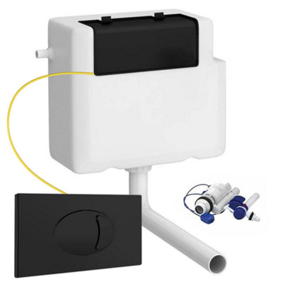 Concealed WC Toilet Cistern with Matt Black Cable Flush Plate - Left Water Entry Price Comparisons | Compare The Build