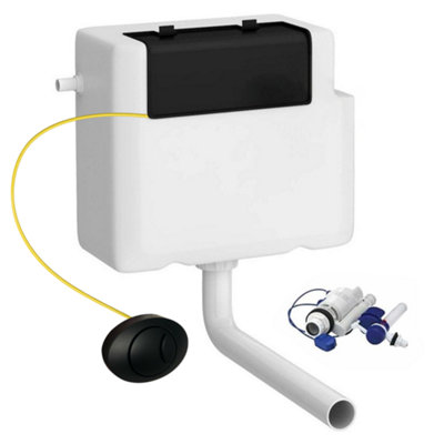 Concealed WC Toilet Cistern with Matt Black Dual Flush Cable Push Button - Left Water Entry Price Comparisons | Compare The Build