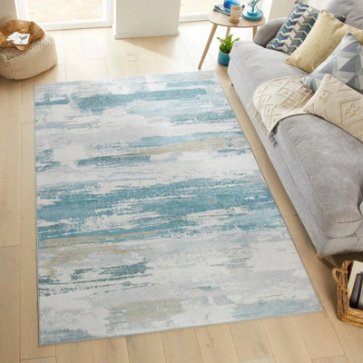 Concept Looms Liberty Sky Washable Rug 200 x 300 cm - Soft Velvet Feel ...
