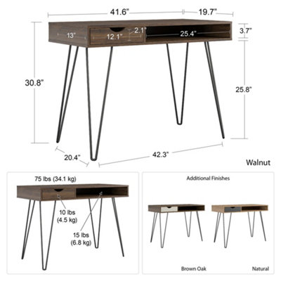 Concord desk with storage in brown / black