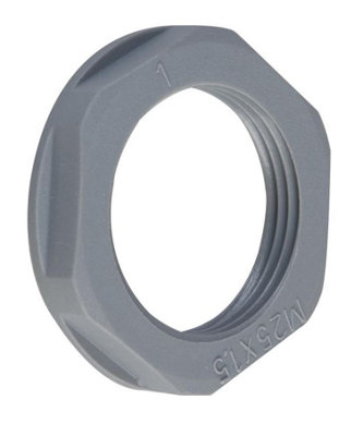 CONCORDIA TECHNOLOGIES - M25 Nylon Lock Nut, Grey, Pack of 10