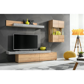 Concrete Entertainment Unit - Stylish Living Room Furniture (W2500mm H1700mm D400mm) Modular Design with Ample Storage