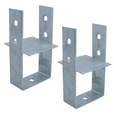Concrete In Wooden Post U Support Base Bracket 100 x 100mm Decking 2PK