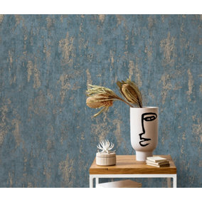 Concrete / Natural stone Wallpaper CONCRETE Embossed blue