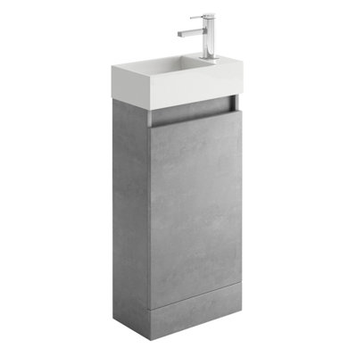 Condense 390mm Floor Standing Cloakroom Vanity Unit in Concrete