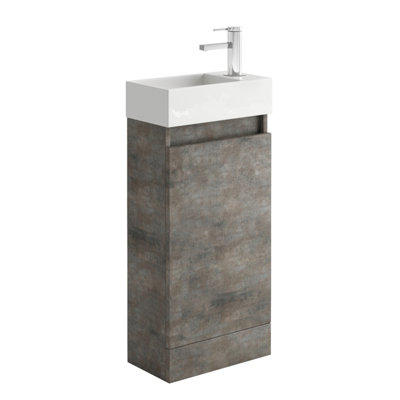 Condense 390mm Floor Standing Cloakroom Vanity Unit in Metallic