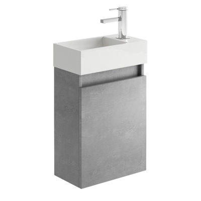 Condense 390mm Wall Hung Cloakroom Vanity Unit in Concrete DIY at B&Q