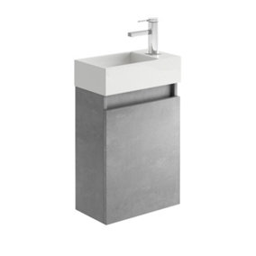 Condense 390mm Wall Hung Cloakroom Vanity Unit in Concrete