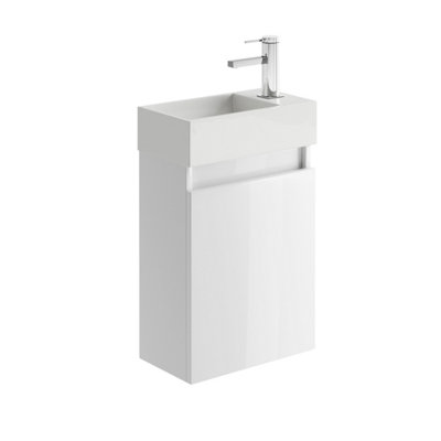 Condense 390mm Wall Hung Cloakroom Vanity Unit in Gloss White