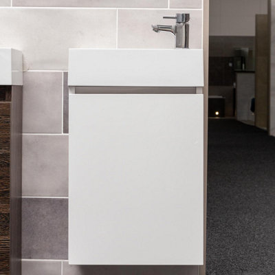 Condense 390mm Wall Hung Cloakroom Vanity Unit in Gloss White
