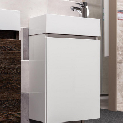 Condense 390mm Wall Hung Cloakroom Vanity Unit in Gloss White