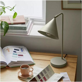 Cone 40cm Metal Table Lamp - Sage