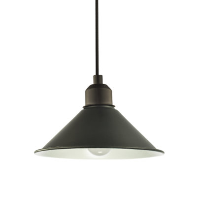 Cone Shaped Industrial Metal Pendant Lamp Shade in Mat Black - 21cm x 8cm