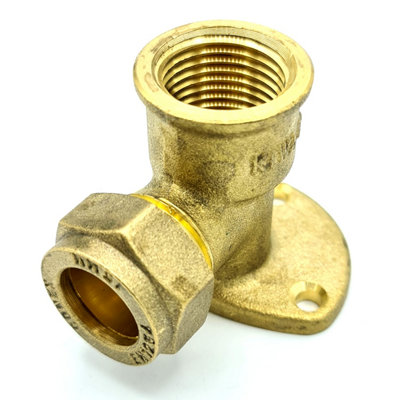 Conex 15mm x G1/2 Female Wallmounted Elbow Adaptor Brass Compression Fitting Connector