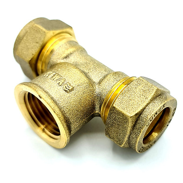 Conex 15mm x G1/2 Female x 15mm Tee Adaptor Brass Compression Fittings  Connector