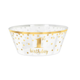 Confetti 1st Birthday Disposable Bowl White/Gold (One Size)