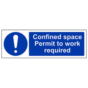 Confined Space Permit Required Sign - Adhesive Vinyl - 300x100mm (x3)
