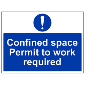 Confined Space Permit To Work Sign - Adhesive Vinyl - 400x300mm (x3)