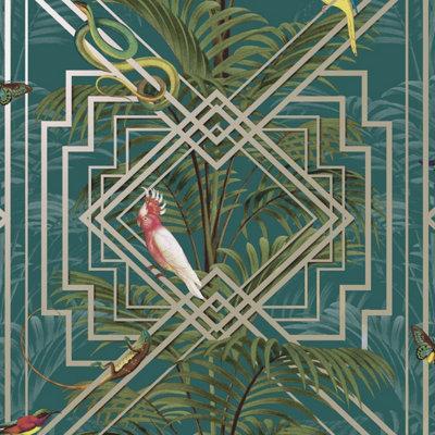 Congo Geometric Wallpaper Teal Holden 13055