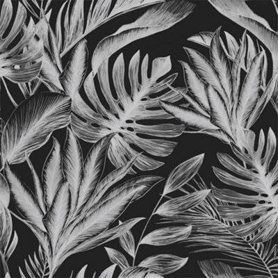 Congo Tropics Wallpaper In Black And White