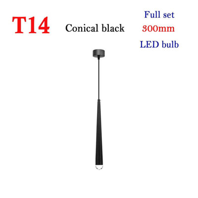 Conical black 300mm black pendant light with LED bulb full set