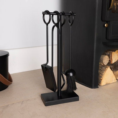 Conifer Fireside Companion Set Straight Line Tool Stand Rectangular Base Black