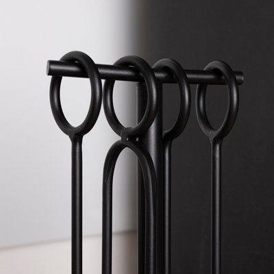 Conifer Fireside Companion Set Straight Line Tool Stand Rectangular Base Black
