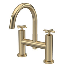 Connect Bath Filler Tap with Crosshead Handles  - Brushed Brass - Balterley