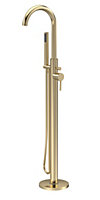 Connect Floor Standing Bath Shower Mixer Tap with Shower Kit - Brushed Brass - Balterley