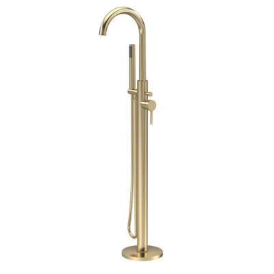 Connect Floor Standing Bath Shower Mixer Tap with Shower Kit - Brushed Brass - Balterley Price Comparisons | Compare The Build