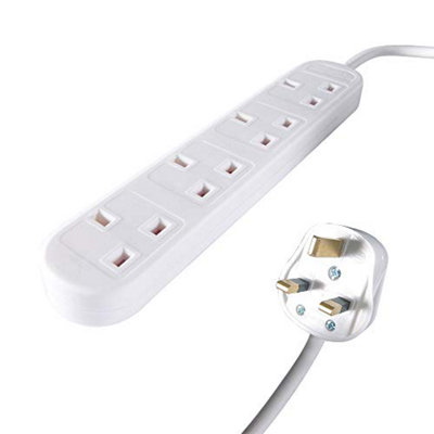connektgear 2m Male Mains Power PDU 4 Gang UK Socket Extension Block