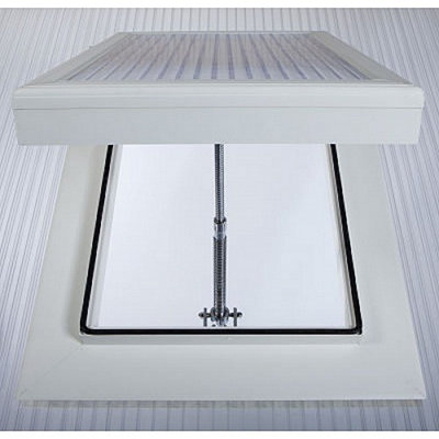 Conservatory Roof Vent White - For 25 mm Polycarbonate - Chrome Spindle