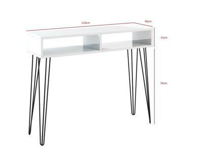 Console Table Hallway Slim Desk Industrial Hairpin Metal Legs Grey Oak Effect MR