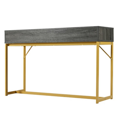 Console table, hallway table with 1 drawer, light luxury style side table, sofa table, 120x38x76 cm, gray/gold