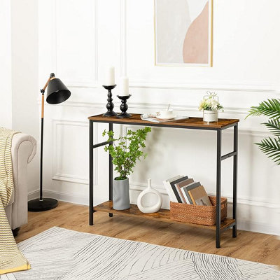 Console Table, Hallway Table with Adjustable Shelves, Slim Sofa Table, 2-tier Side Table with Storage Shelf, for Living Room