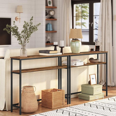Console Table, Hallway Table with Adjustable Shelves, Slim Sofa Table, 2-tier Side Table with Storage Shelf, for Living Room