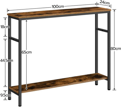 Console Table, Hallway Table with Adjustable Shelves, Slim Sofa Table, 2-tier Side Table with Storage Shelf, for Living Room