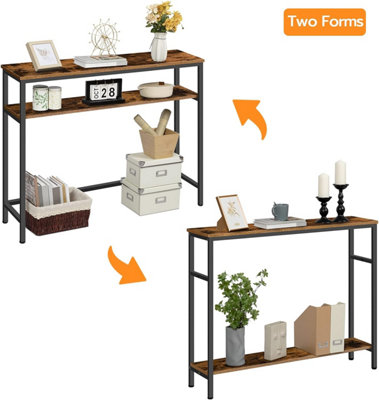 Console Table, Hallway Table with Adjustable Shelves, Slim Sofa Table, 2-tier Side Table with Storage Shelf, for Living Room