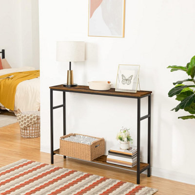 Console Table, Hallway Table with Adjustable Shelves, Slim Sofa Table, 2-tier Side Table with Storage Shelf, for Living Room