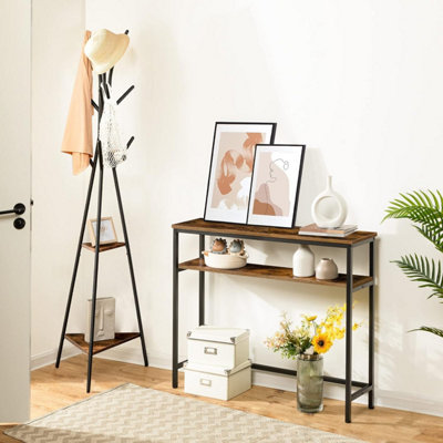Console Table, Hallway Table with Adjustable Shelves, Slim Sofa Table, 2-tier Side Table with Storage Shelf, for Living Room