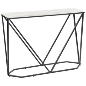 Console Table Marble Effect White with Black HAZEN