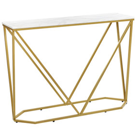 Console Table Marble Effect White with Gold HAZEN