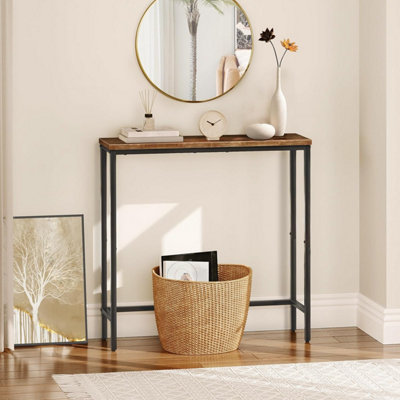 Console Table, Narrow Console Table for Hallway, Metal Frame, Industrial Compact Display Table, Sofa Table for Small Spaces,
