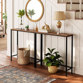 Console Table, Narrow Console Table for Hallway, Metal Frame, Industrial Compact Display Table, Sofa Table for Small Spaces,