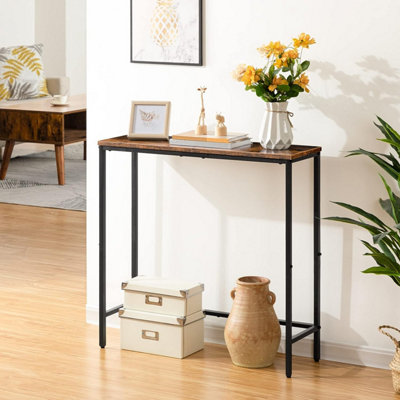 Console Table, Narrow Console Table for Hallway, Metal Frame, Industrial Compact Display Table, Sofa Table for Small Spaces,