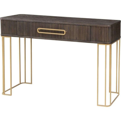 Console Table - Oak/Pine/Oak Veneer - L38 x W120 x H80 cm - Brown
