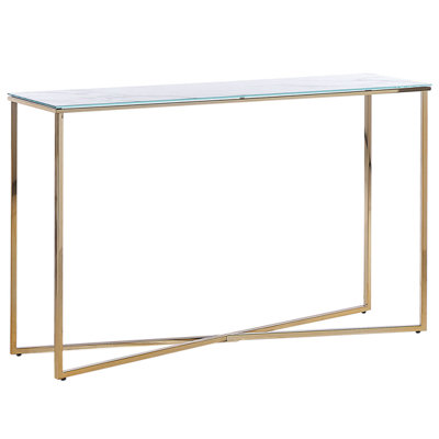Console Table ROYSE Tempered Glass White Marble