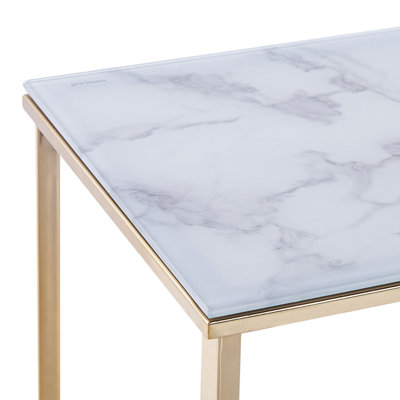 Console Table ROYSE Tempered Glass White Marble