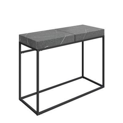 Console Table Seren Grey Marble Effect MDF Top 8cm Thick Living Room ...