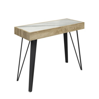 Console Table Sylvan White 10cm Sintered Stone Ceramic Top MDF Frame Room Desk